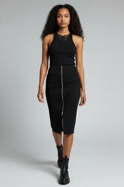 Nude Knit Black Zippered Women's Pencil Skirt Size Small Edgy Office Siren